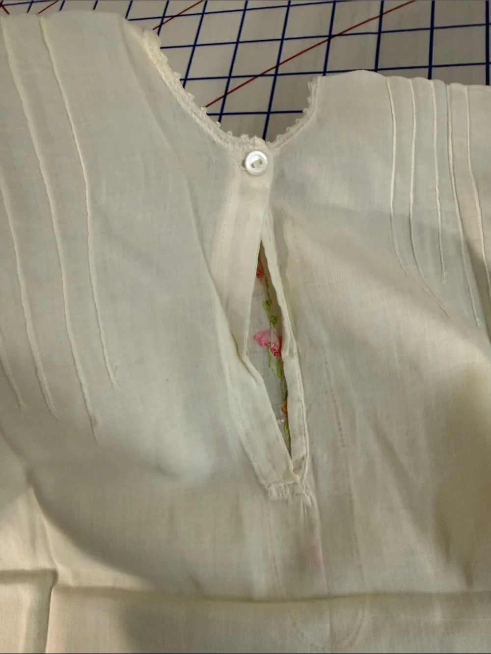 Antique 1920s Baby Shirt Hand Embroidered Batiste Heirloom Sewing Pintucks